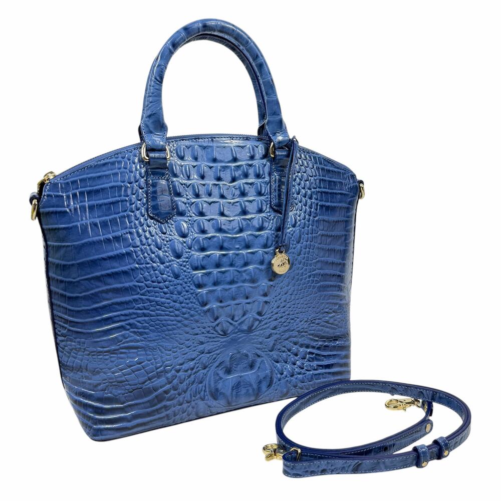 Brahmin Large Duxbury Satchel Bag Melbourne Irish Blue Leather Croc - Picture 15 of 15